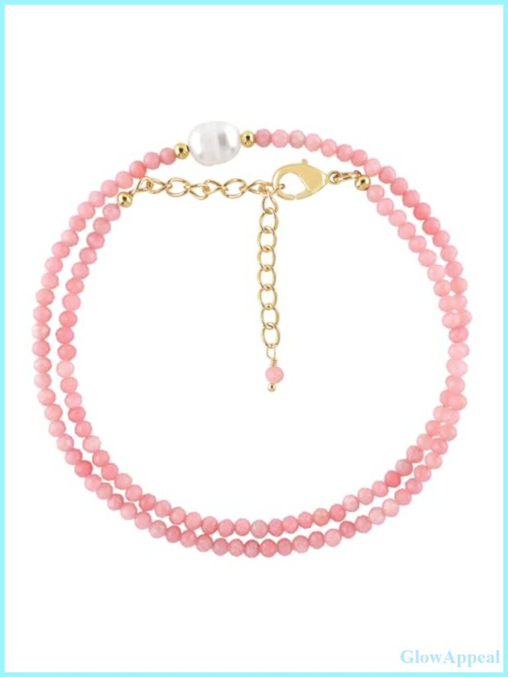 Natural Pink Opal Cultured Pearl Choker Necklace 14K Gold Plated
